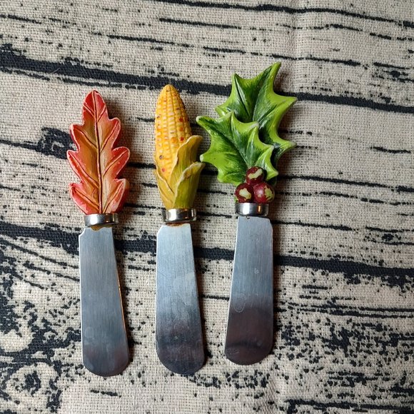 fall harvest leaf and corn serving spreaders set of 3 - Picture 1 of 8